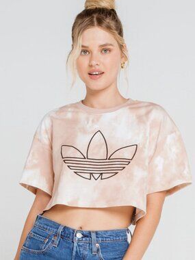 🪩 2/20 Adidas Originals Trefoil Tie Dye Cropped Tee Size Large